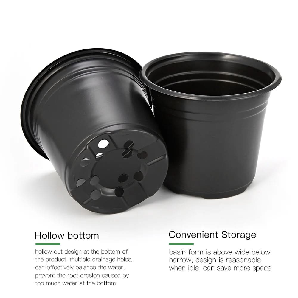 100-Pack 0.5 Gallon Plant Nursery Pots, Plastic Pots for Flower Seedling, Flower Plant Container Seed Starting Pot, Come with 100 Pcs Plant Labels