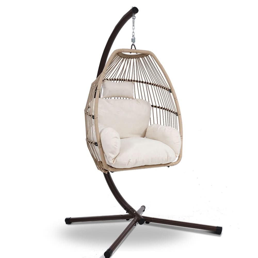 Gardeon Outdoor Furniture Egg Hanging Swing Chair Stand Wicker Rattan