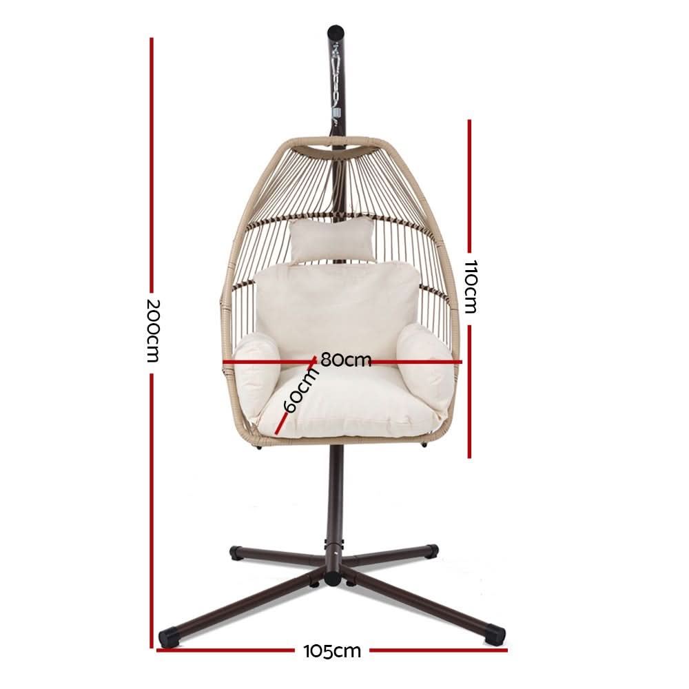 Gardeon Outdoor Furniture Egg Hanging Swing Chair Stand Wicker Rattan