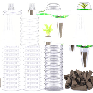 120pcs Hydroponic Pod Kit – Includes Grow Baskets, Transparent Insulation Lids, Grow Sponges & Labels – Indoor Hydroponic Garden Accessories for Seed Starting & Plant Growth