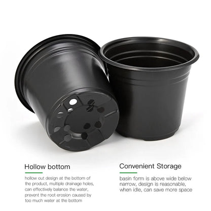100-Pack 0.5 Gallon Plant Nursery Pots, Plastic Pots for Flower Seedling, Flower Plant Container Seed Starting Pot, Come with 100 Pcs Plant Labels