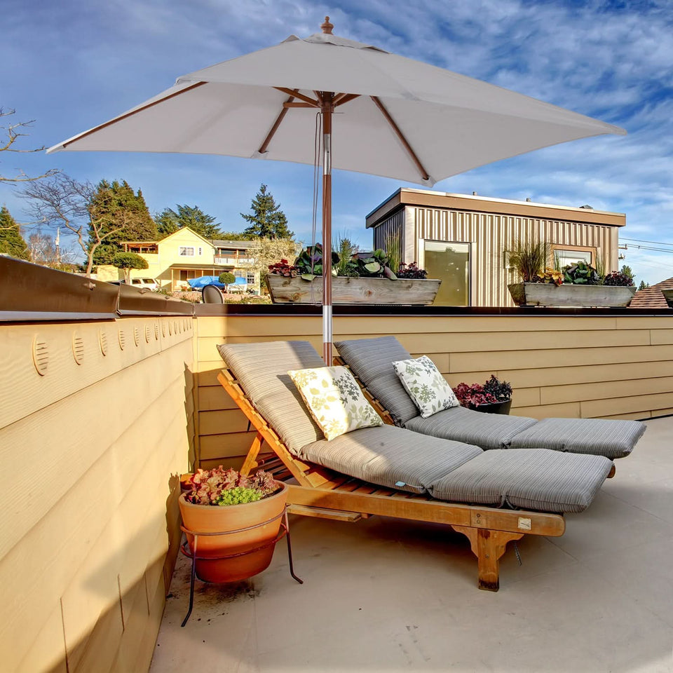 Outsunny 6.6ft Wooden Patio Umbrella Market Parasol Tilt Mechanism 6