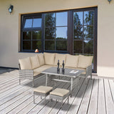 Outsunny 6 PCS Outdoor Patio Dining Table Sets All Weather PE Rattan