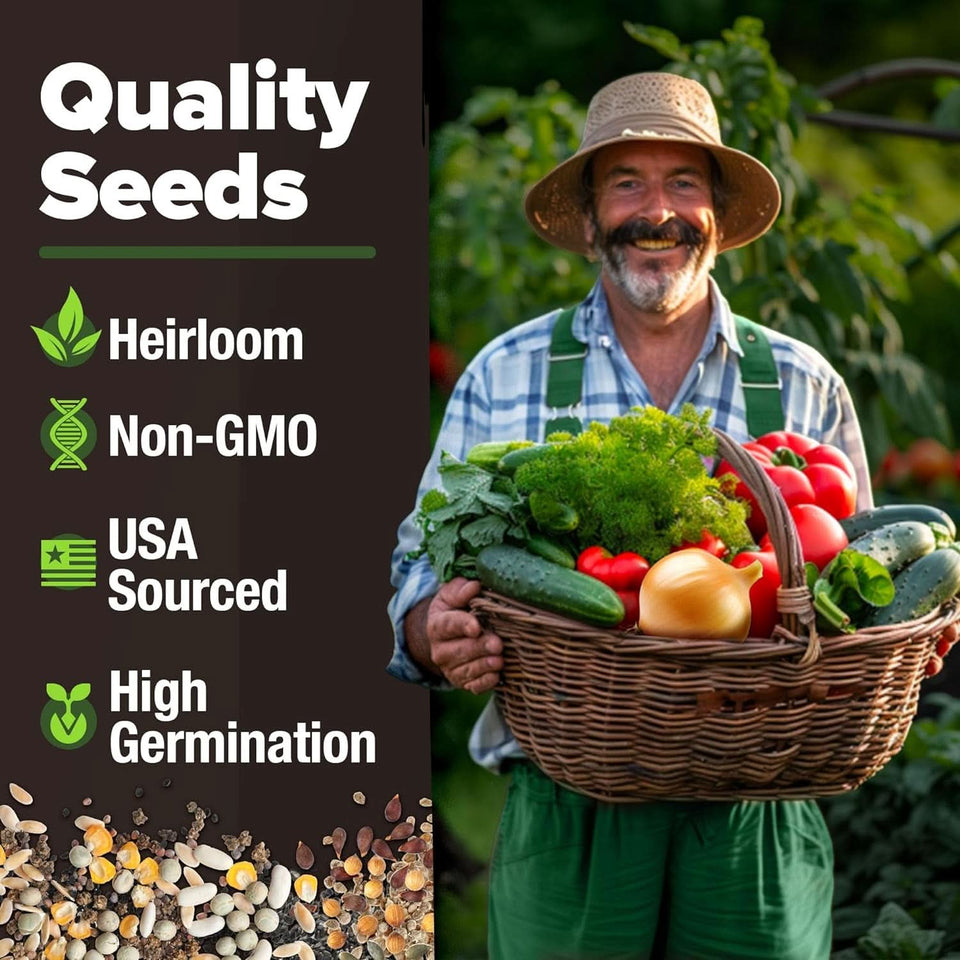 Ultimate 55 Vegetable Seeds Pack - 28,000+ USA Heirloom Non-GMO Seeds for Year-Round Gardening - Perfect Survival Seed Vault for Preppers & Gardeners - Ideal Gift for All!