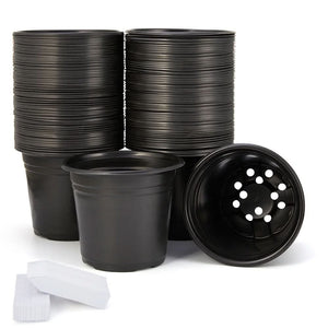 100-Pack 0.5 Gallon Plant Nursery Pots, Plastic Pots for Flower Seedling, Flower Plant Container Seed Starting Pot, Come with 100 Pcs Plant Labels