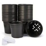 100-Pack 0.5 Gallon Plant Nursery Pots, Plastic Pots for Flower Seedling, Flower Plant Container Seed Starting Pot, Come with 100 Pcs Plant Labels
