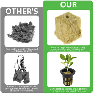 72 Set Rock wool Cubes for Hydroponics 1.5inch Rock Wool Planting Cubes Absorption Hydroponics Mesh Net Cup Kit for Home