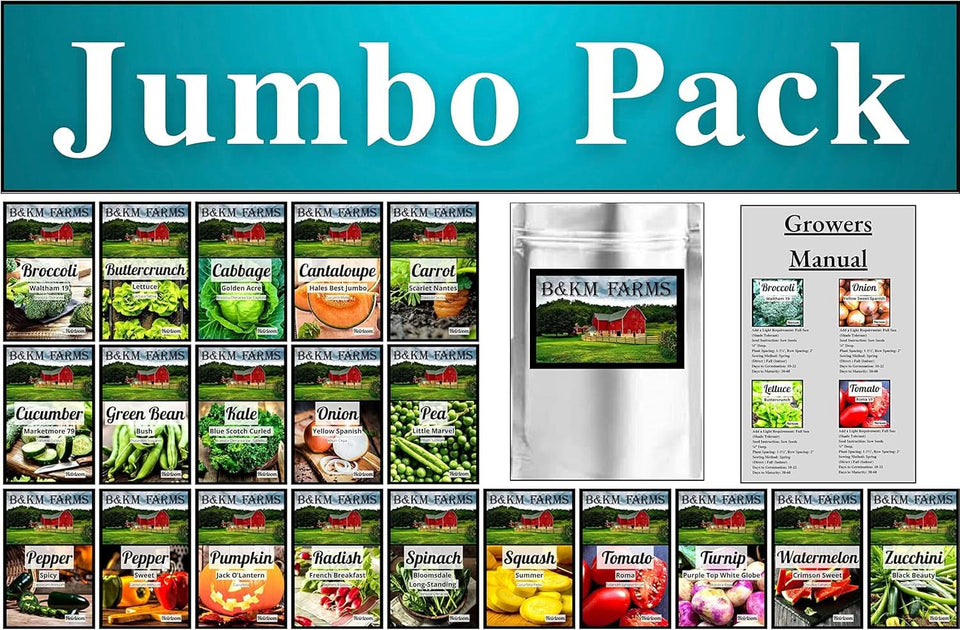 20 Premium Vegetable Seed Packets - Fresh & Clear Packaging for Your Garden