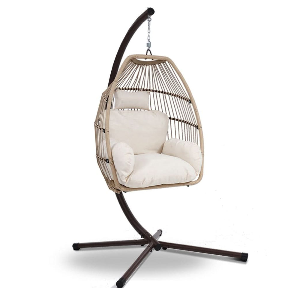 Gardeon Outdoor Furniture Egg Hanging Swing Chair Stand Wicker Rattan