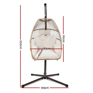 Gardeon Outdoor Furniture Egg Hanging Swing Chair Stand Wicker Rattan