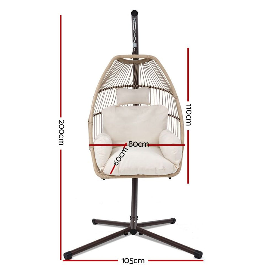 Gardeon Outdoor Furniture Egg Hanging Swing Chair Stand Wicker Rattan