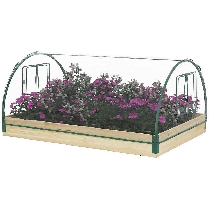 Mini Raised Garden Bed Planter Box Greenhouse Combo with Clear PVC