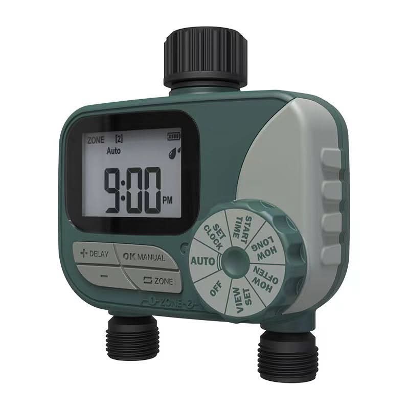 Automatischer Gartenbewässerungsregler mit Doppelventil – Intelligenter Bewässerungstimer für zwei Zonen