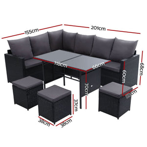 Gardeon Outdoor Furniture Dining Setting Sofa Set Wicker 9 Seater