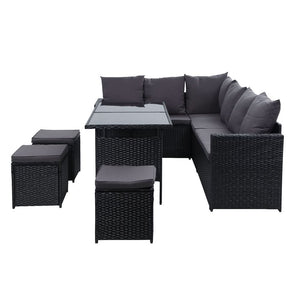 Gardeon Outdoor Furniture Dining Setting Sofa Set Wicker 9 Seater