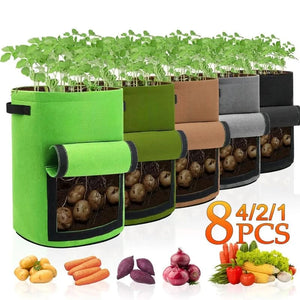 1-8PCS 5/10Gallon Felt Potato Planting Bag Large Diameter Vegetable