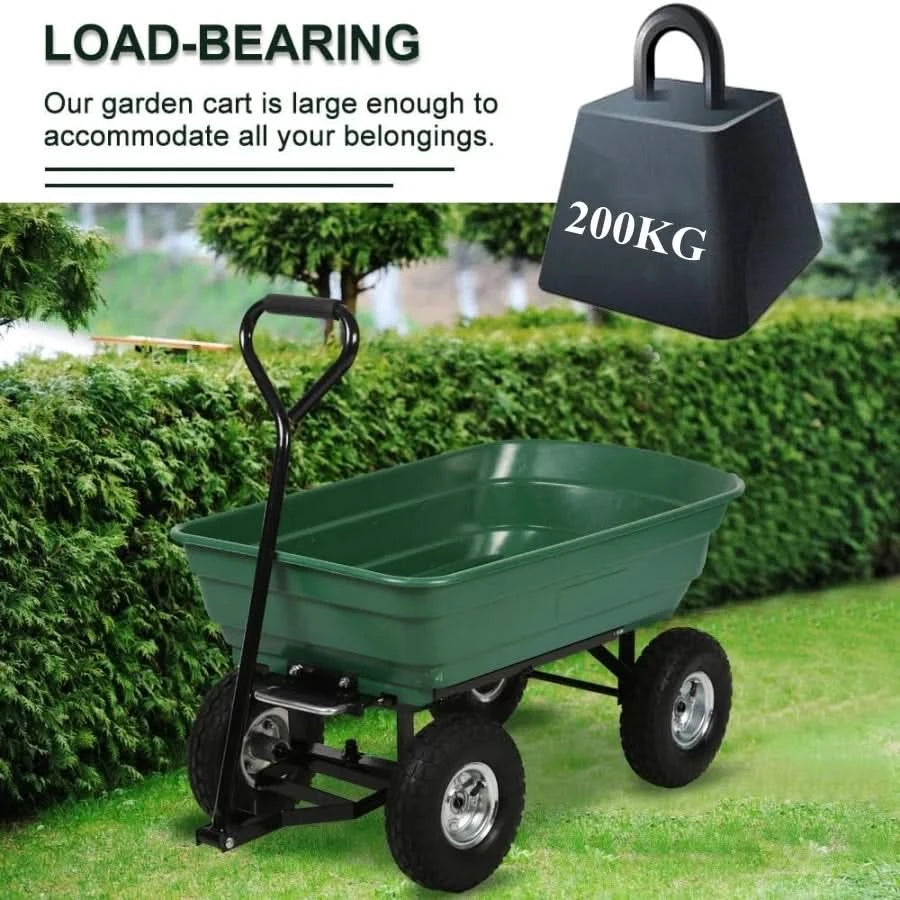 200kg Capacity Garden Cart Heavy Duty Utility Lawn Yard Dump Cart