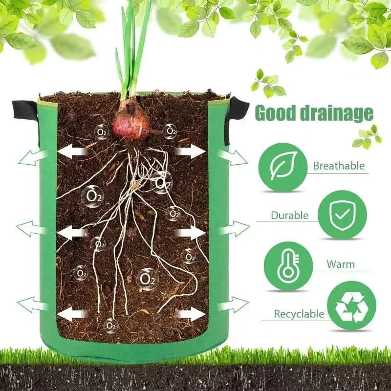 1 à 8 sacs de plantation de pommes de terre en feutre de 5/10 gallons, grand diamètre pour légumes