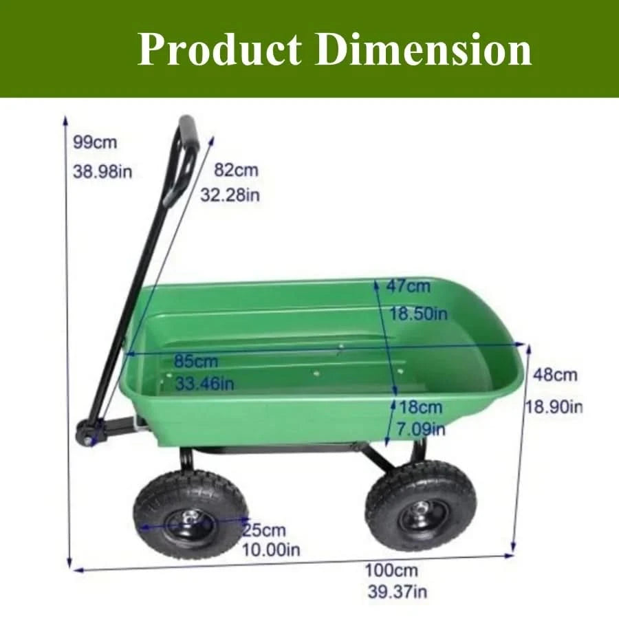 200kg Capacity Garden Cart Heavy Duty Utility Lawn Yard Dump Cart