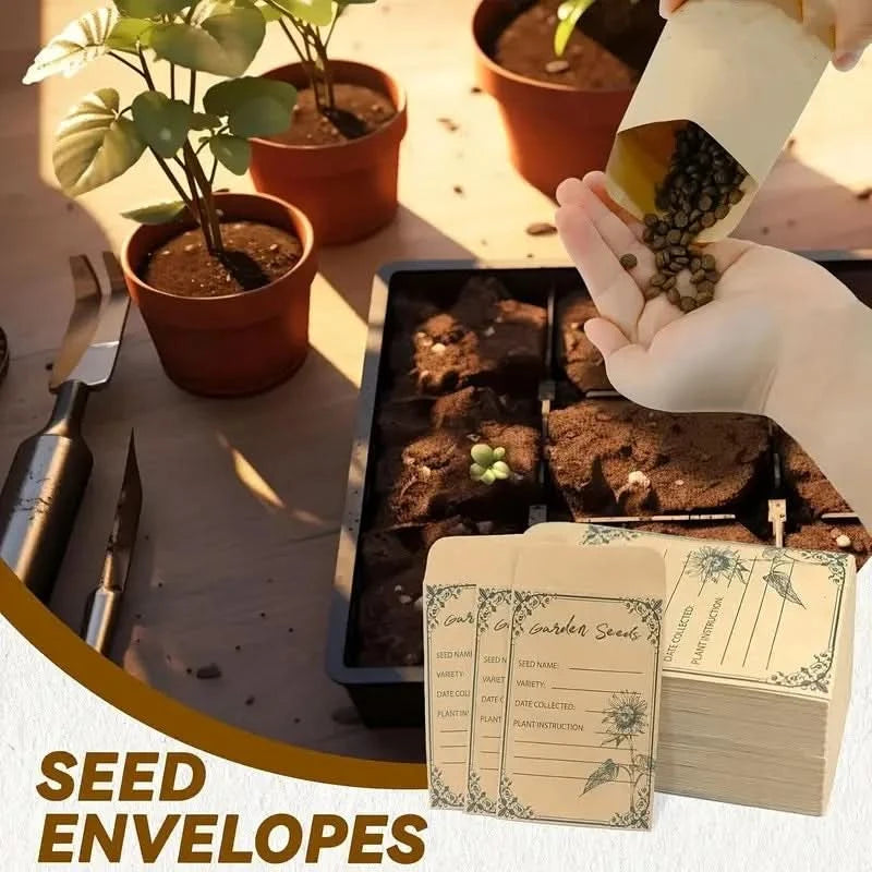 Lot de 50/100 enveloppes de graines 4,72 x 3,15 pouces, petite collection d'enveloppes