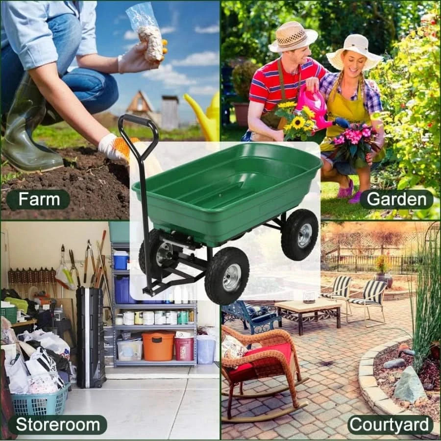 200kg Capacity Garden Cart Heavy Duty Utility Lawn Yard Dump Cart
