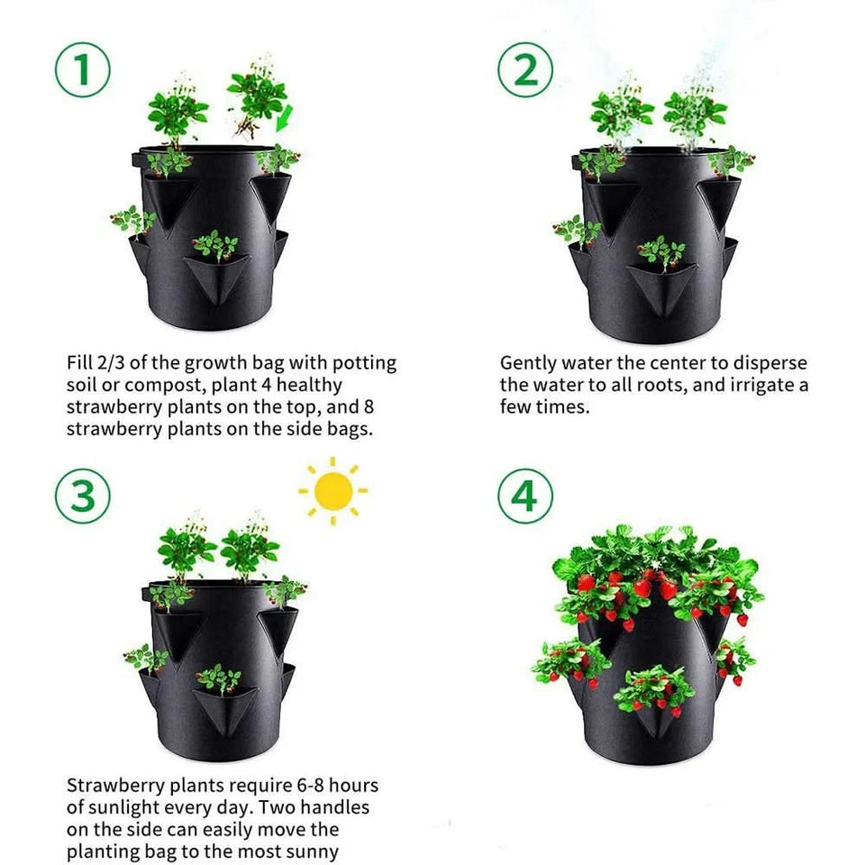 Multi-Mouth Grow Bag 5/7/10 Gallonen Erdbeer-Tomaten-Pflanzbeutel