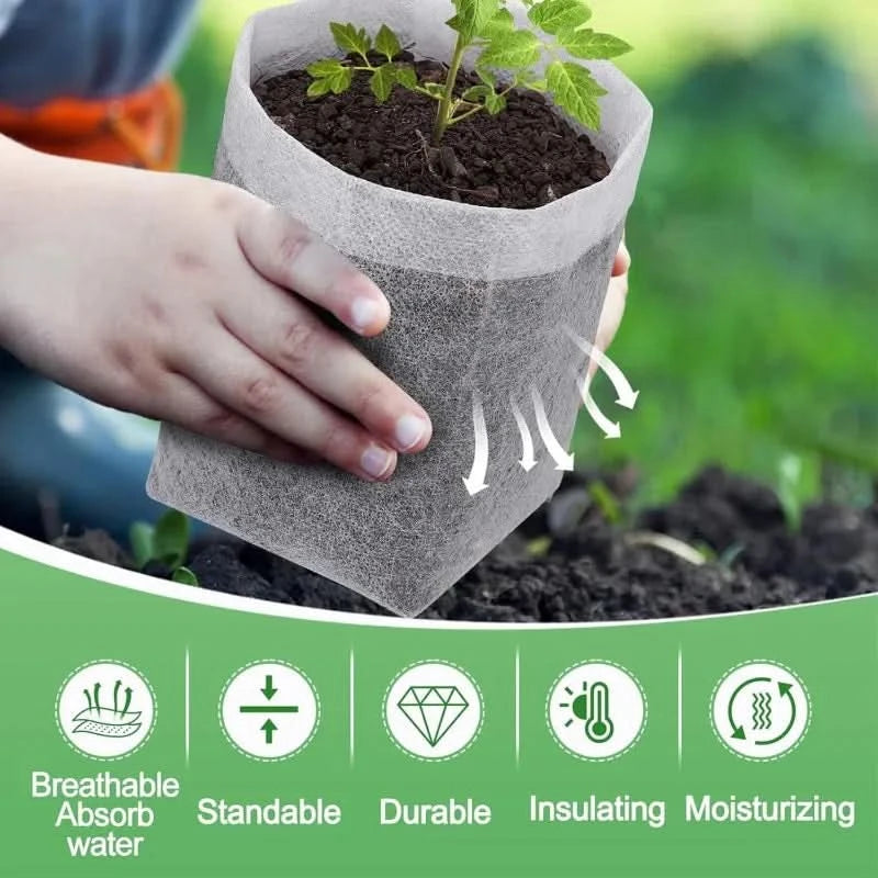 Biodegradable Nursery Grow Bags – Non-Woven Fabric Plant Pots for Seedlings & Transplants