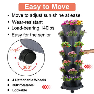 24” X 24” X 48” Vertical Dark Gray Plastic Plant Planter with Self-Watering (7 Count)