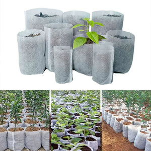 100Pcs Different Sizes Biodegradable Non-Woven Seedling Pots Eco-Friendly Planting Bags Nursery Bag Plant Grow Bags for Garden