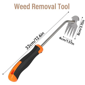 2-in-1 Garden Weeder Tool — Root Puller, Soil Loosener & 4-Tooth Rake