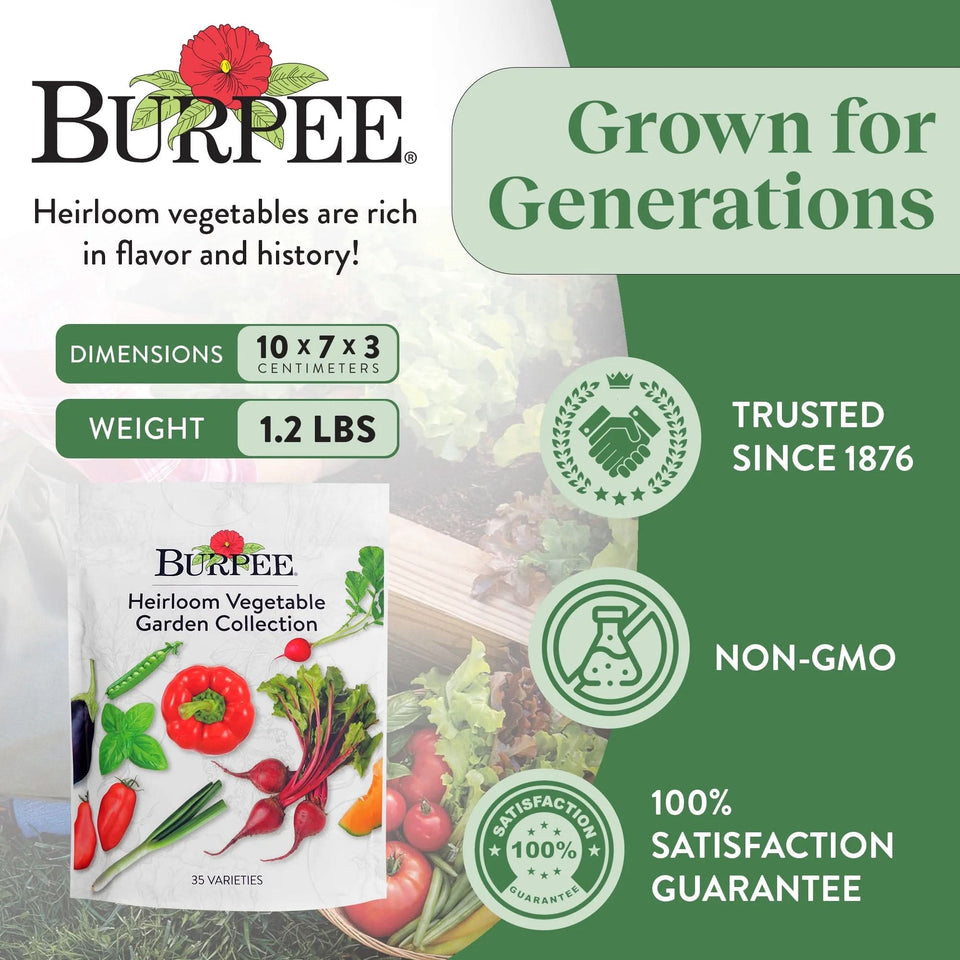 Heirloom Vegetable Plant Seeds (35 Variety Pack), Non-Gmo, Annual Lifecycle, Full Sun