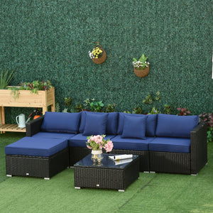 Outsunny 6-teiliges Gartensofa aus PE-Rattan, Korbgeflecht, Deluxe