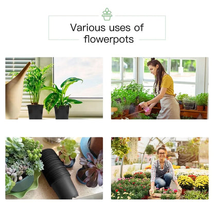 100-Pack 0.5 Gallon Plant Nursery Pots, Plastic Pots for Flower Seedling, Flower Plant Container Seed Starting Pot, Come with 100 Pcs Plant Labels