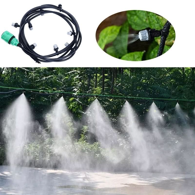 10 m Gartenbewässerungssystem mit Nebel – Wassersparendes Mikro-Sprühschlauch-Set