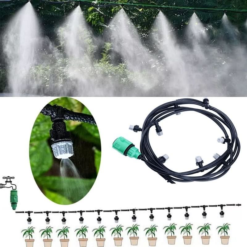 10 m Gartenbewässerungssystem mit Nebel – Wassersparendes Mikro-Sprühschlauch-Set